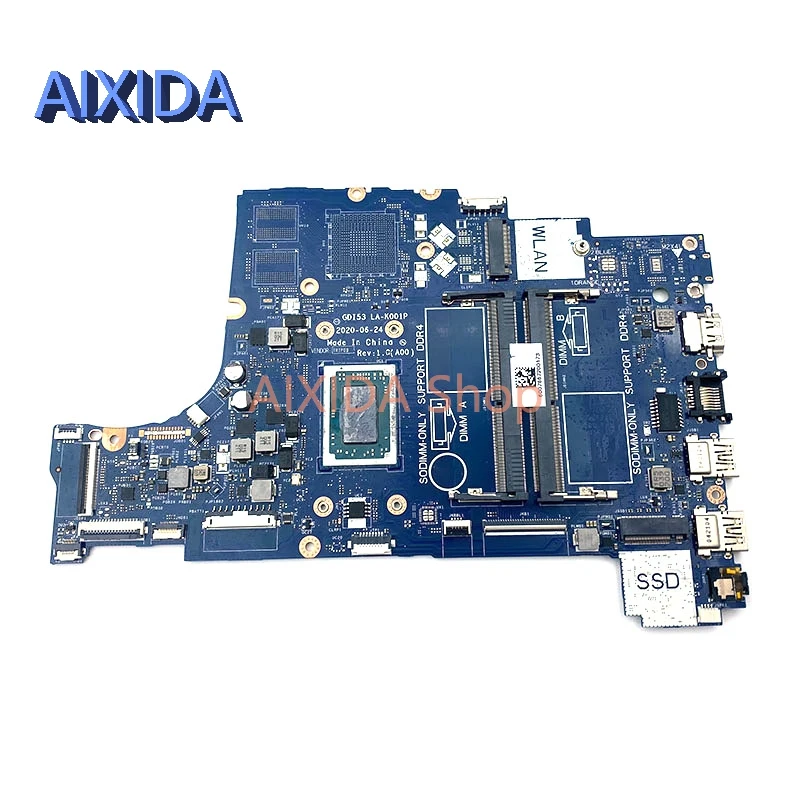 AIXIDA CN-0GWD64 0DRFWY GDI53 LA-K001P Mainboard para Dell Inspiron 15 3505 Laptop Placa-mãe R5-3500U R7-3700U CPU teste completo
