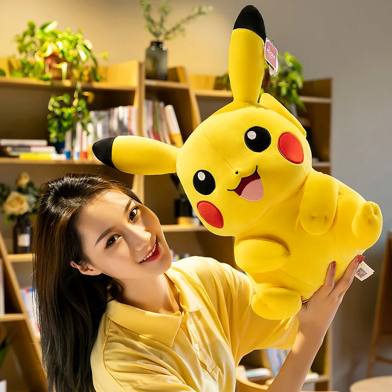 Adorável tamanho grande pokemon pikachu brinquedos de pelúcia pikachu bonecas de pelúcia pikachu peluche travesseiro presente de natal para crianças amigos meninos