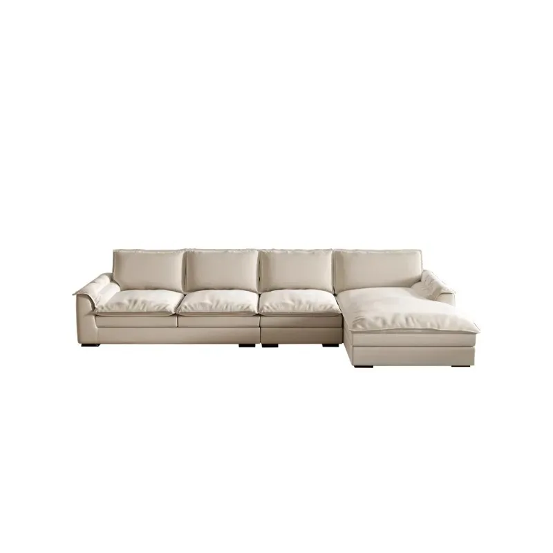 Cream wind suede sofa living room small apartment simple modern fabric light luxury straight row home 2023 new model