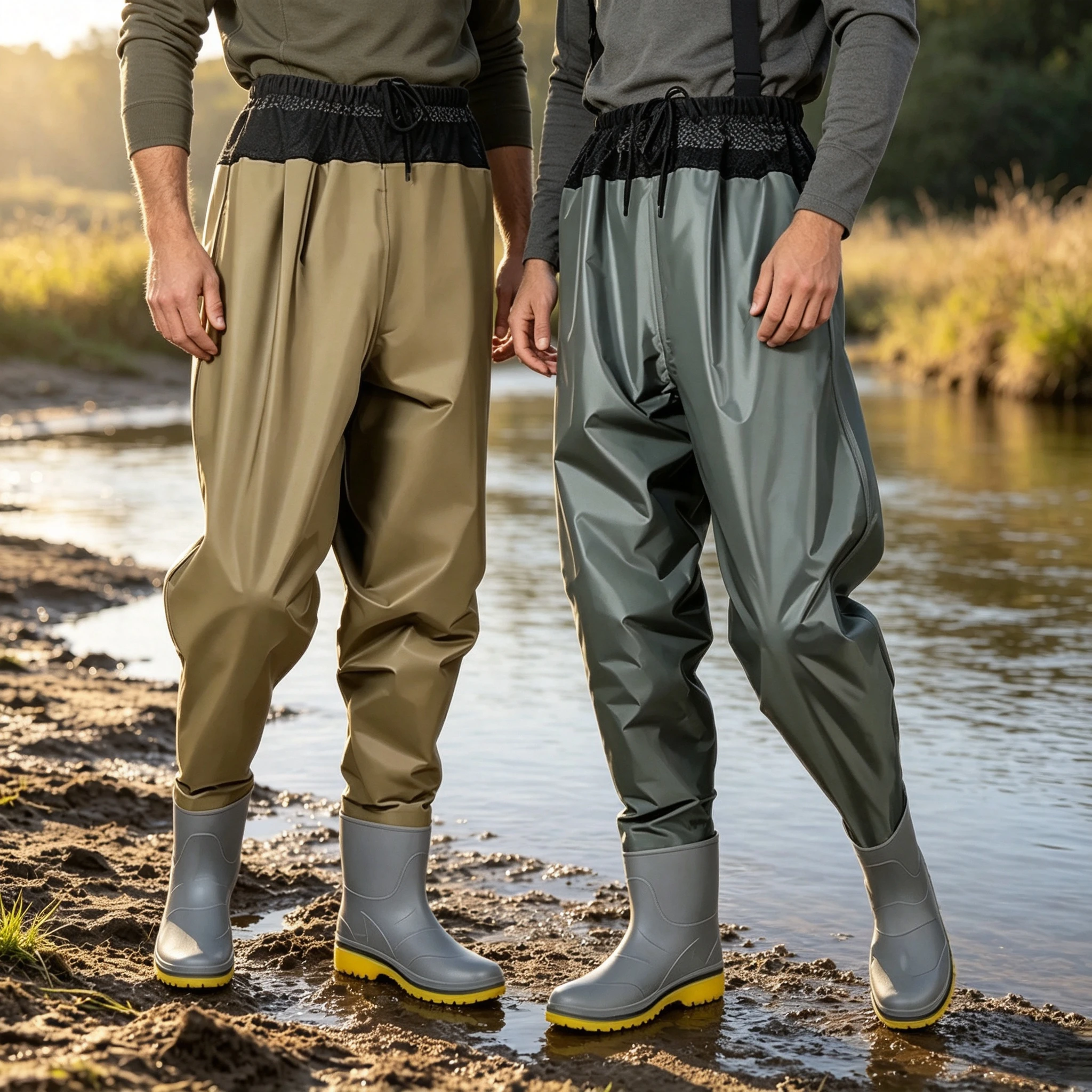 Fishing Waders - Waterproof Breathable Nylon Hip Waders, Half-Body