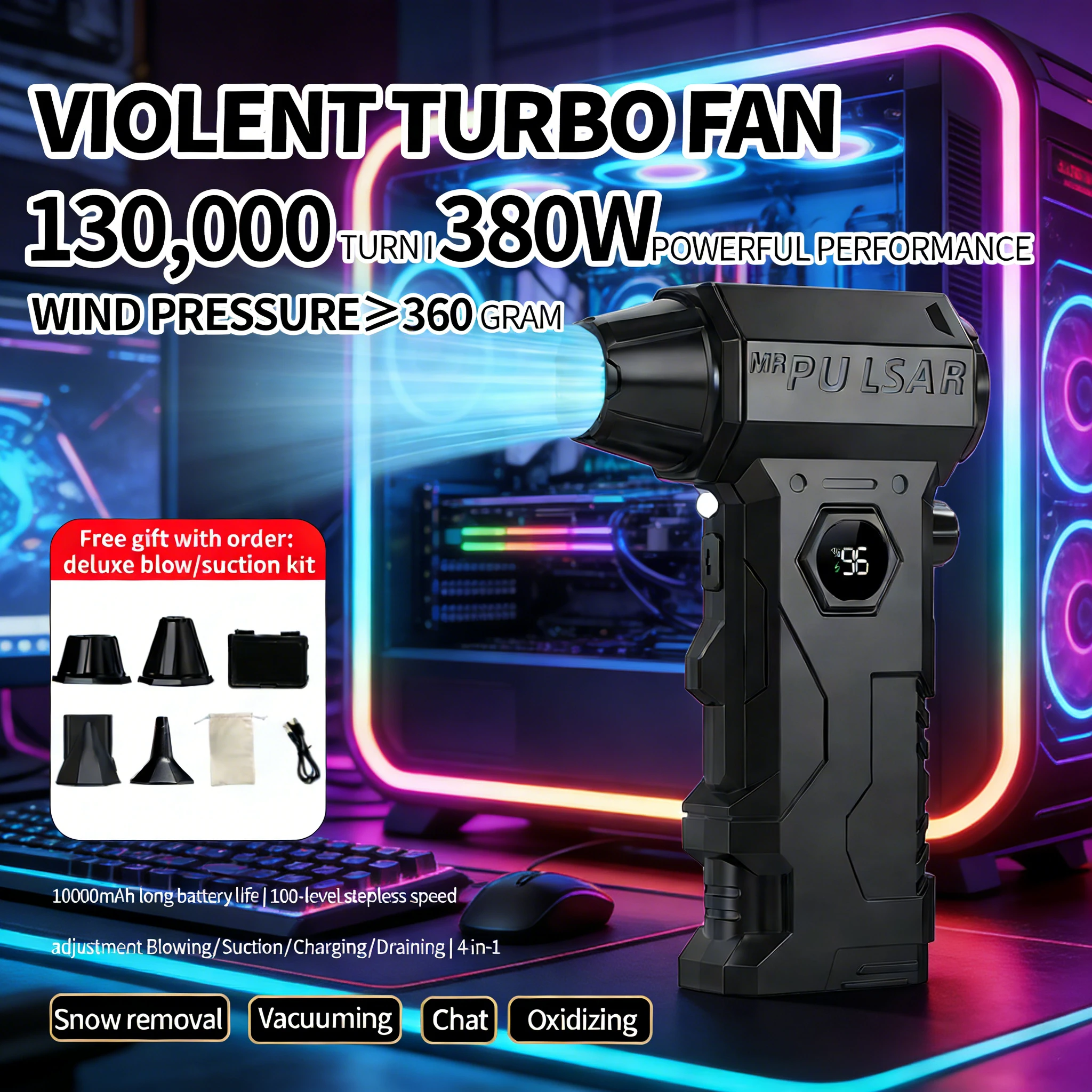 

Турбовоздуходувка X7 990000 об/мин | Мощный автомобильный вентилятор с функцией отображения уровня заряда (Попрощайтесь с пылью)