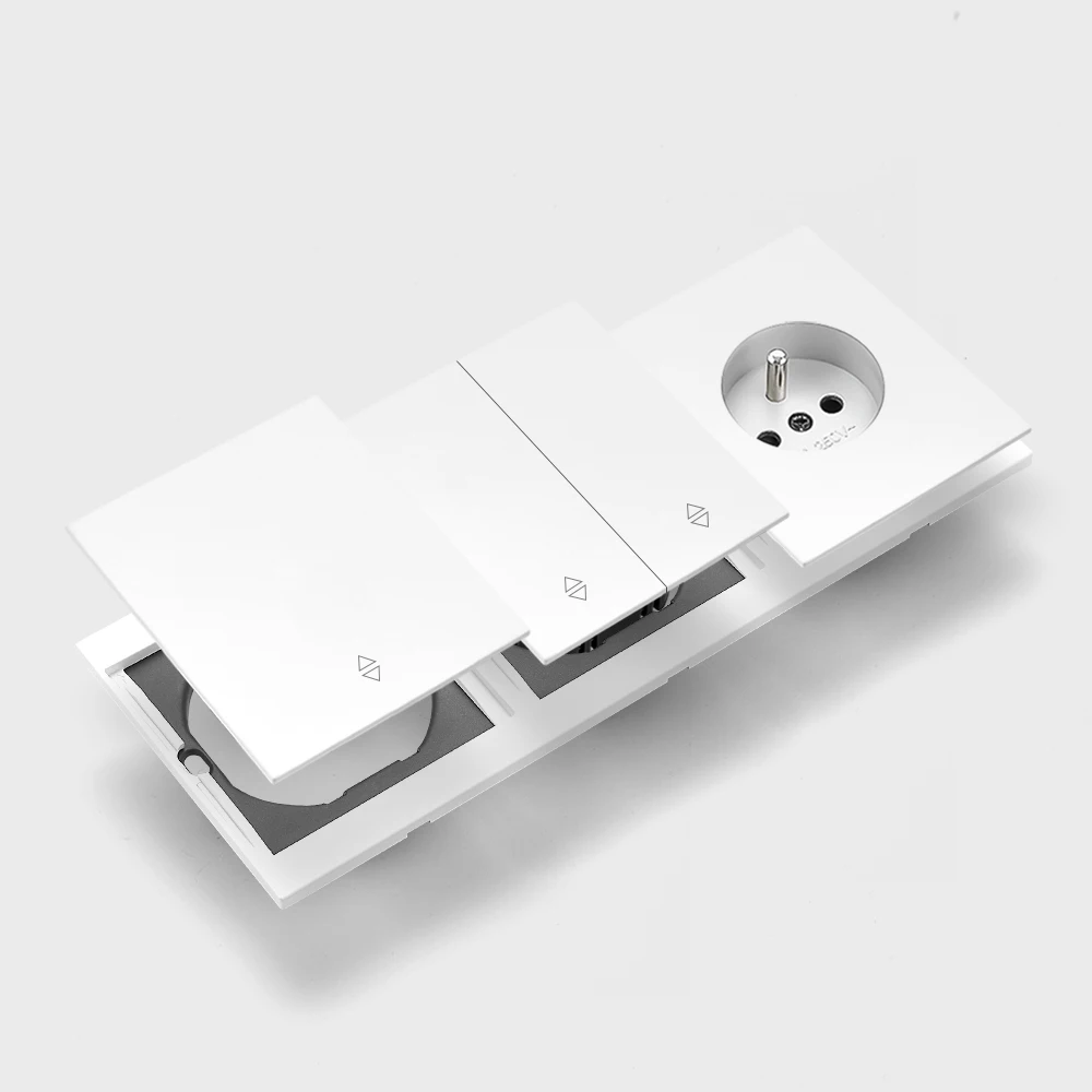 Skin Sensation France Power Sockets Button Light Switch Wall Socket Embedded Integrated Panel Skin Feel Paint DIY Combination