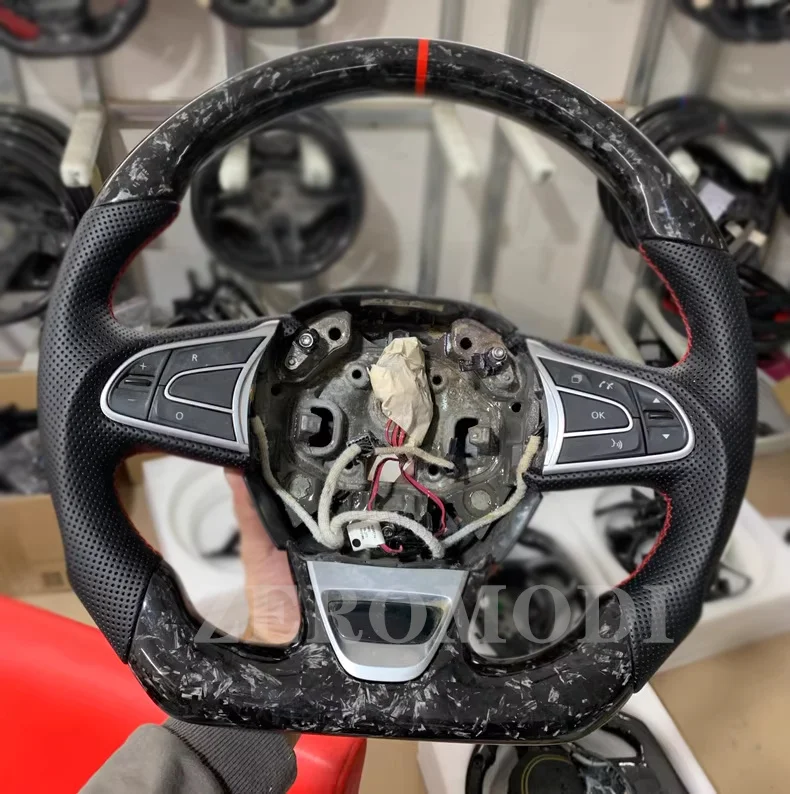 Steering Wheel Carbon Fiber LED Shift Lights LCD Display Led Performance For Renault SM6 2013 2014 2015 2016 2017 2018 view 5