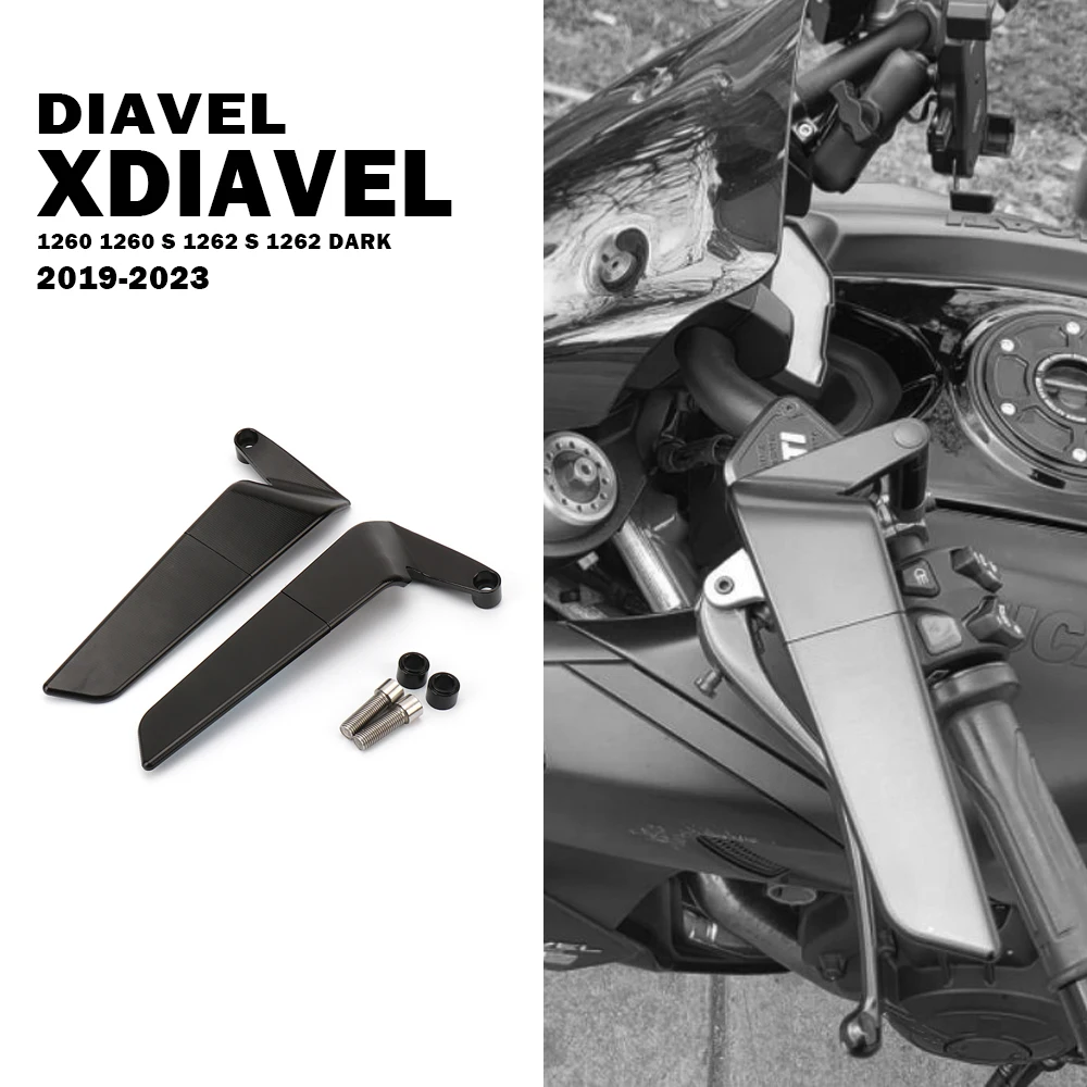 

Diavel Accessories for Ducati XDiavel 1262S Dark 2021-2023 1260 S Motorcycle Rearview Mirrors Adjustable Wind Wing Aluminum