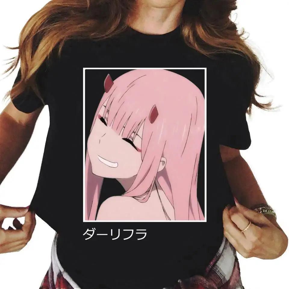 Anime Darling In The Franxx Zero Two Print T Shirt Men Women Fashion Casual Streetwear Short Sleeve Plus Size Unisex T Shirt