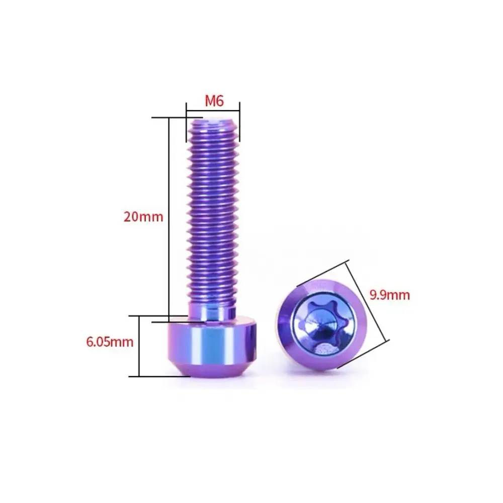 Durable M6 Titanium Screw Torx Drive Six-Lobe Head Cap Screw Titanium Torx Bolt Bike Modification