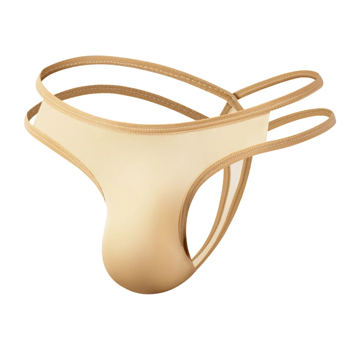 

3Pack Sexy Mens Thong Ice Silk Double Thin Straps Erotic Allure Pouch Design Soft Breathable Comfortable 7 Colors Available