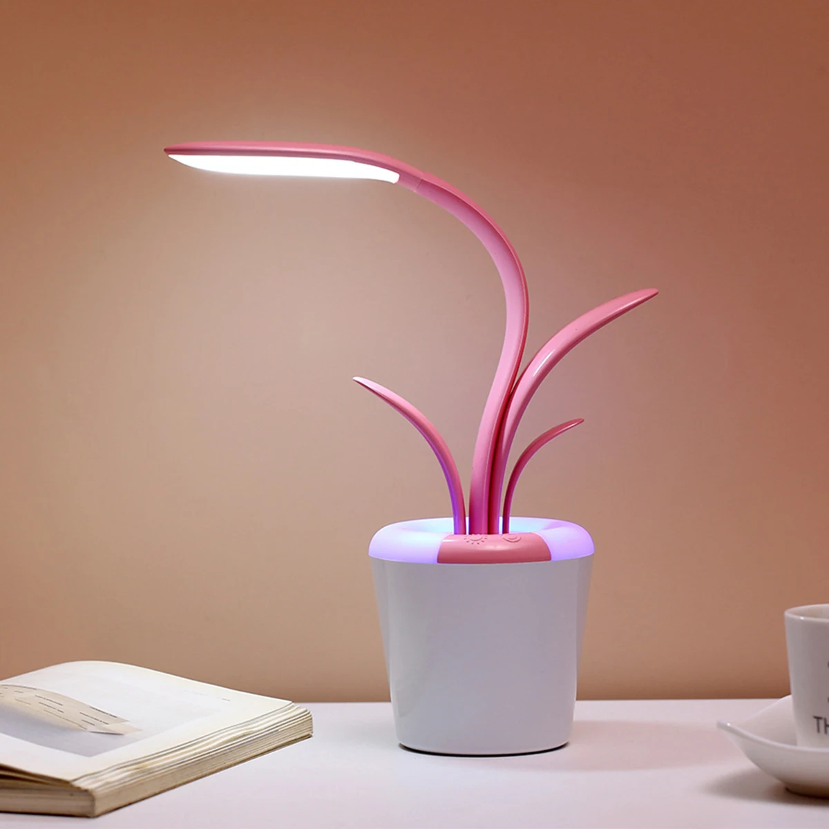 

Creative Clivia Eye Protection LED Desk Lamp Touch Control Dimmable USB Table Light Home Office School Reading Lamp Storage Easy