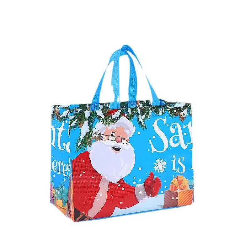 Torby na prezenty świąteczne ze świętym mikołajem łosiem torebka z płatkami śniegu torby na prezenty dla dzieci zagęszczona nietkana wodoodporna torba świąteczna dekoracja