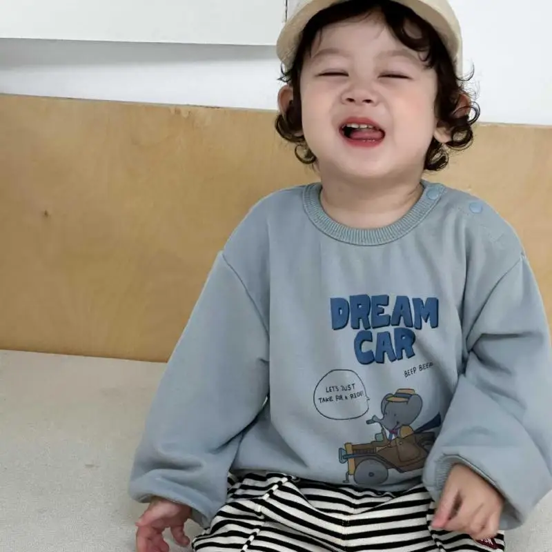 

2025 Autumn New Baby Long Sleeve Sweatshirt Cartoon Print Infant Loose Cotton Pullover Boys Girls Casual Sweatshirt Kids Clothes