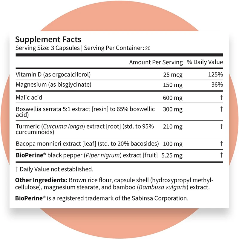Fibromyalgia Comprehensive Supplement, 60 Vegan Capsules, Formula for Nutrient Absorption, Supports Muscle and Joint Health