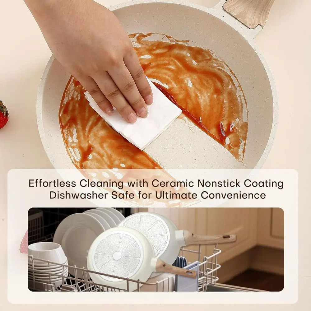 Kitchen Ceramic Nonstick Cookware Set: 18-Piece Induction-Ready Pans and Frying Pans