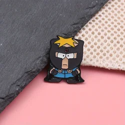 Metal badge with characters from the TV show
