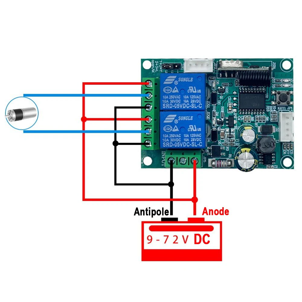 2CH Wireless Switch Relay Module DC 12V 24V 9-72V With 433MHz Remote Control For Garage Door,Curtain，Motor,Light,Home appliance