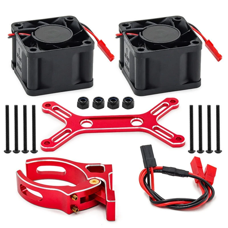 RC Car Upgrade Dual Cooling Fan 4985 1717 Motor Heat Sink Kit For 1/5 Traxxas X-Maxx 6S 8S Arrma KRATON Outcast Red