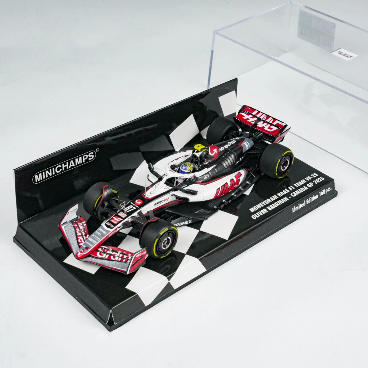 Escala 1:43 resina 2025 Moneygram Haas F1 equipo VF-25 juguetes fórmula coches de carreras modelo clásicos regalos para adultos recuerdo pantalla estática