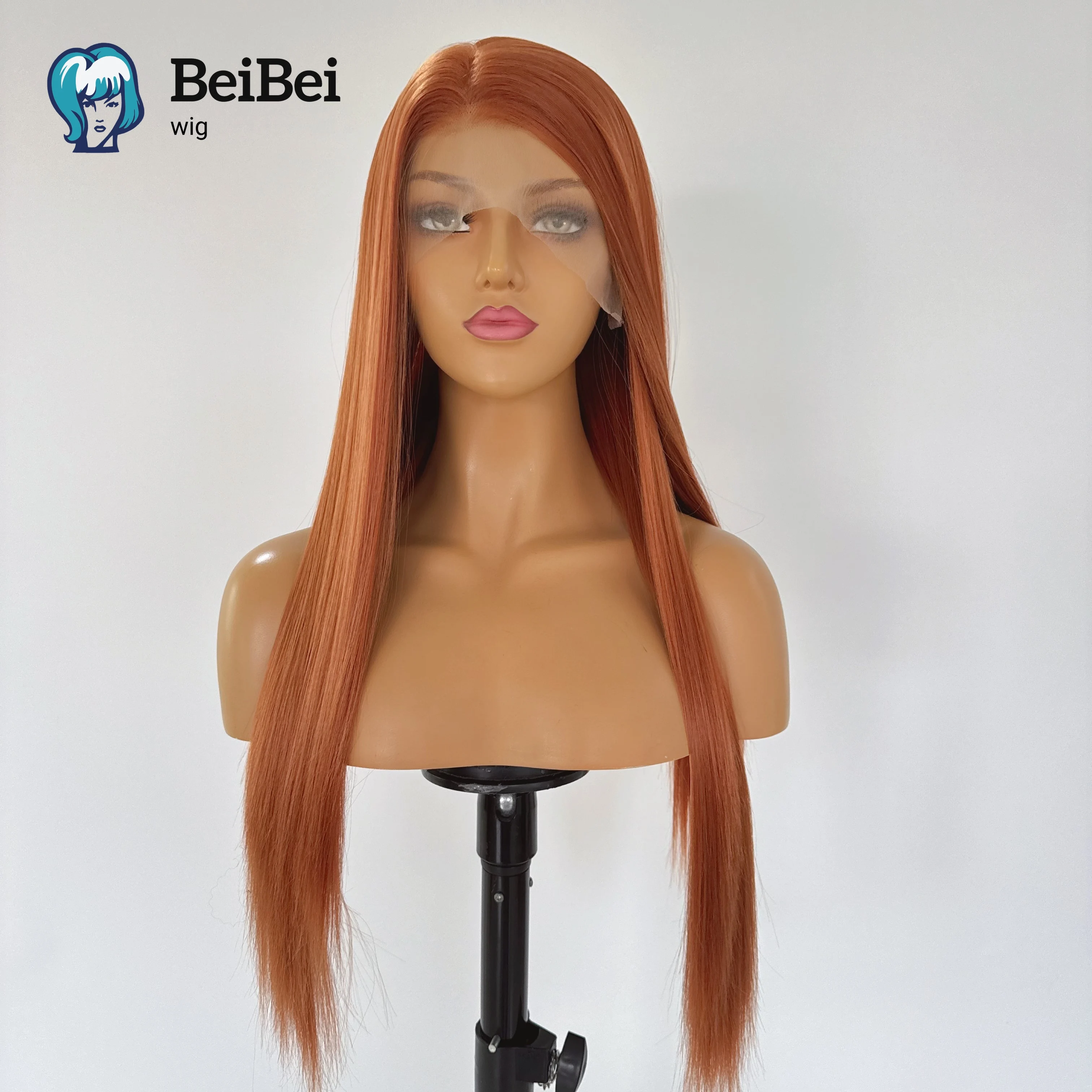 Wig Renda Depan Oranye Tua untuk Wanita 26 Inci HD Panjang Lurus 13*4 Renda Frontal Alami Sintetis Kualitas Tinggi untuk Cosplay