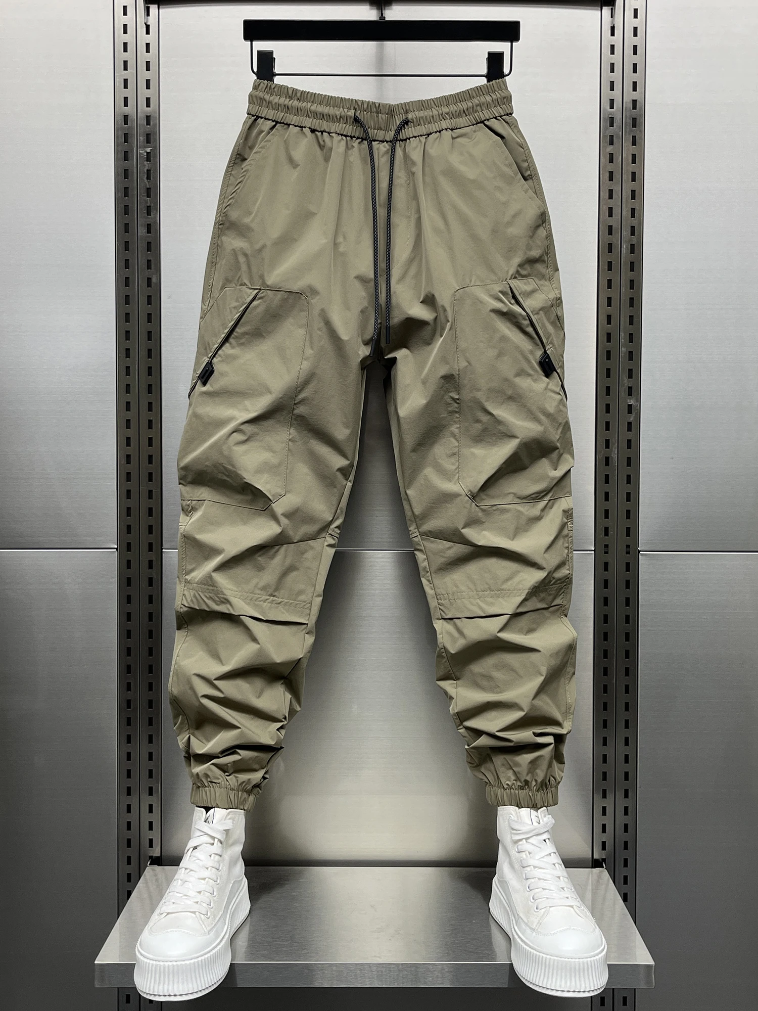 

Летние тонкие свободные повседневные мужские брюки-карго из быстросохнущей ткани, однотонные, молодежные, стильные, удобные, дышащие, легкие