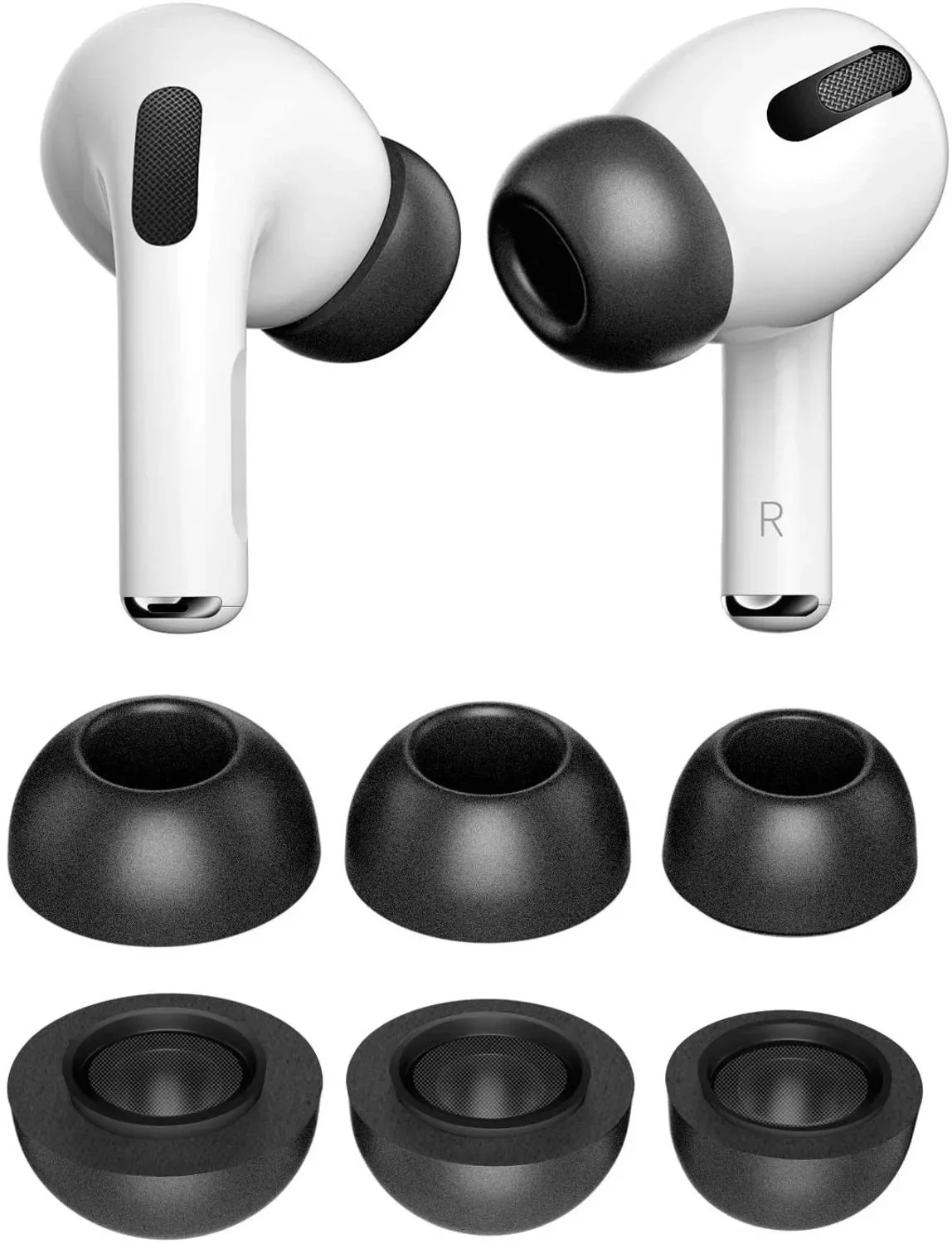 6Pairs 1:1 Silicone and Memory Foam Ear Tips for AirPods Pro Accessories Airpods Pro Noise Canceling Earplug Replacement Eartip