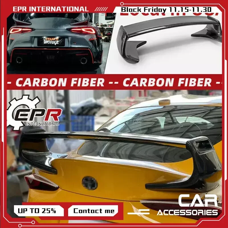 (Local in USA) For Toyota 19+ Supra A90 EPA-Style Carbon Fiber Rear Trunk Spoiler Wing Lip Trim