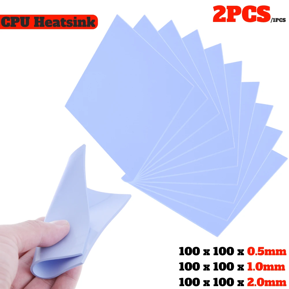 100x100x0.5/1.0/2.0mm Silicone Thermal Pad Sheet Computer PC CPU Graphics Chip Heat Sink Heatsink Cooling Conductive Thermal Pad