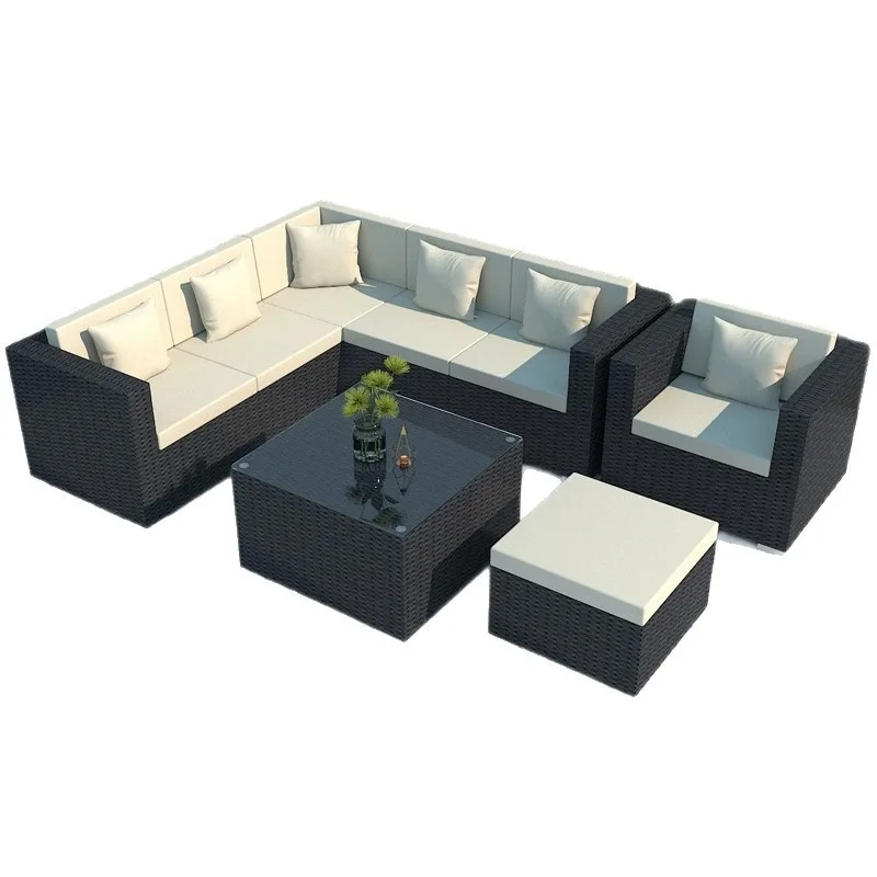 Leisure villa courtyard sofa outdoor terrace waterproof sunscreen sofa furniture combination hotel homestay living room