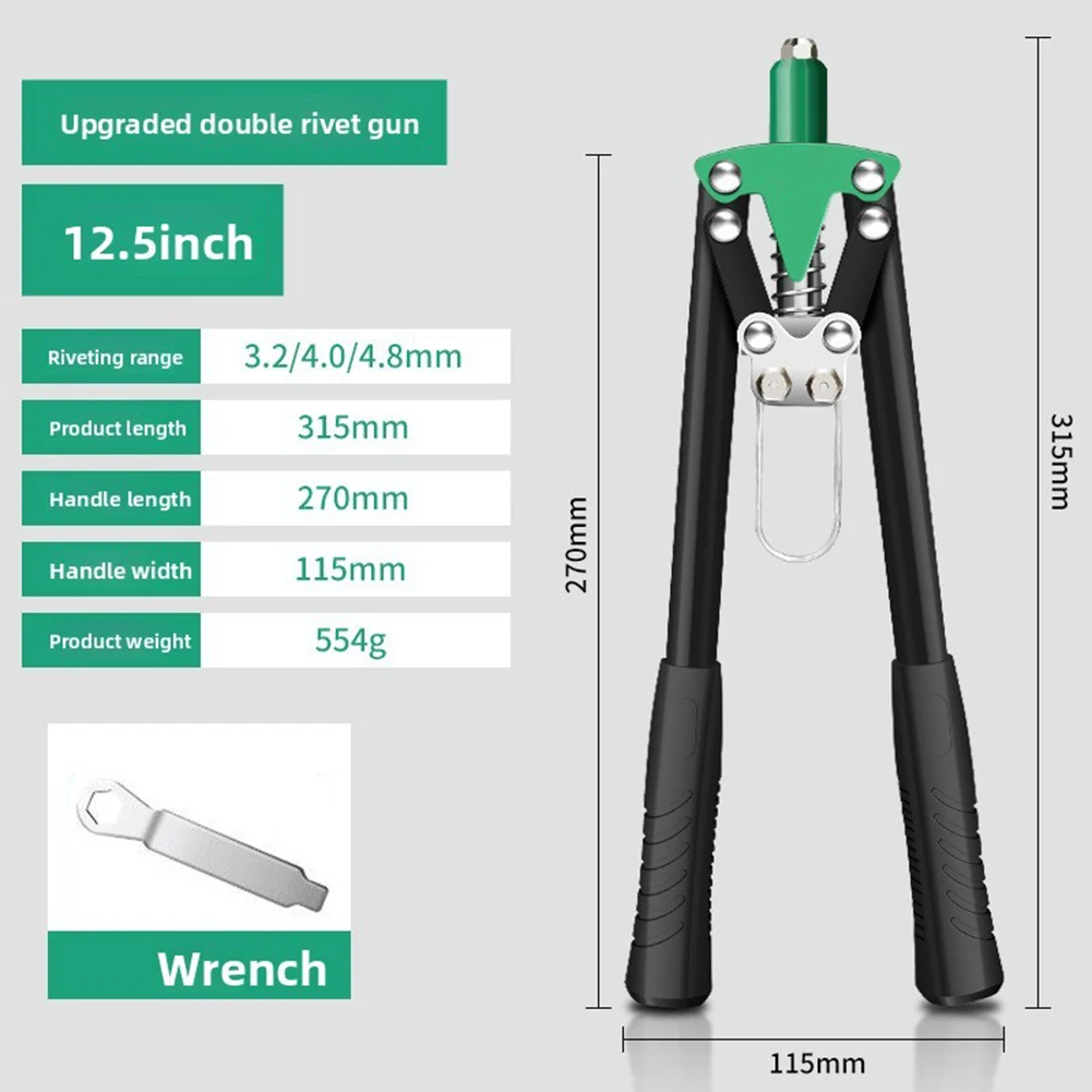 

Riveting Tool with Ergonomic PVC Coated Handle High Strength Return Spring and Retractable Rivet Compatibility