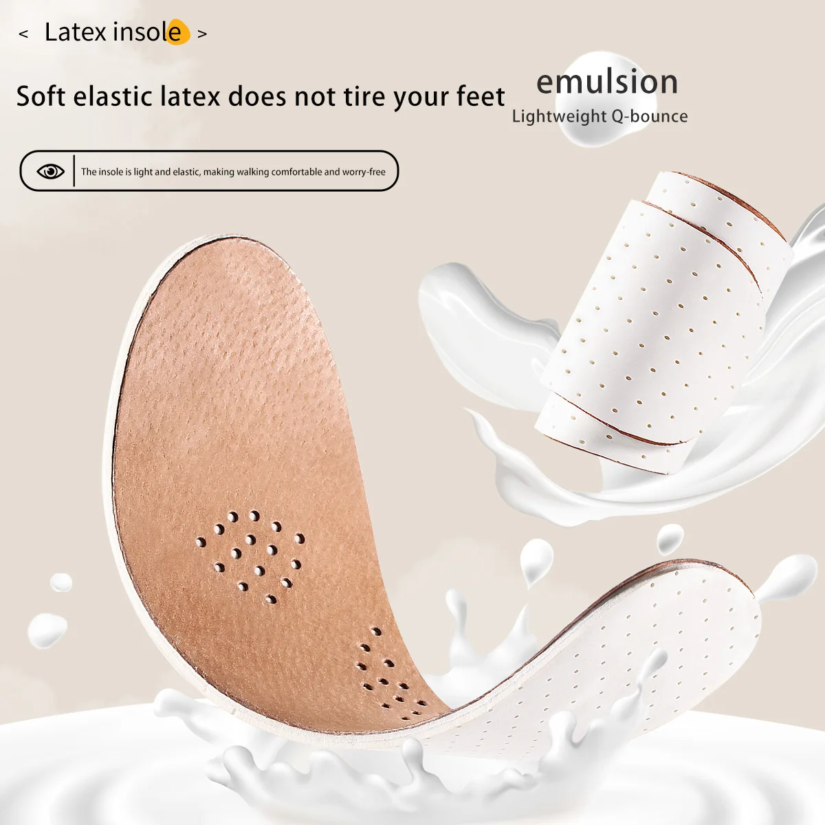 Unisex Leather Latex Insole Soft Comfortable Breathable Sweat Absorption Sports Shock Absorption Without Tiring Feet