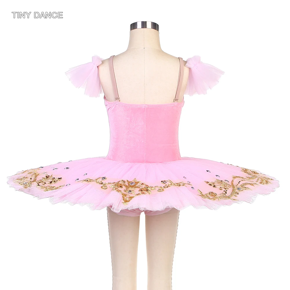 Pink Velvet Professional Ballet Dance Tutu for Girls and Women Performance Costumes Ballet Dancing Dress with Arm Bands BLL516