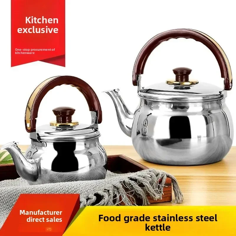 

Stainless Steel Boiling Water Kettle Thicken Large Capacity Whistling Pot Beep Reminder Teapot Suitable For Induction Cooker