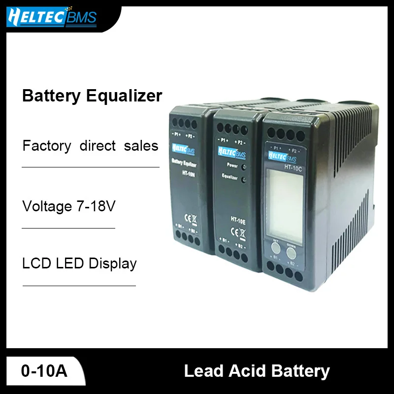 Heltec 12V Lead Acid Battery Equalizer 10A Active Balancer Lipo/Lifepo4 Connected in Parallel Series LCD Meter for 24/36/48V/96V