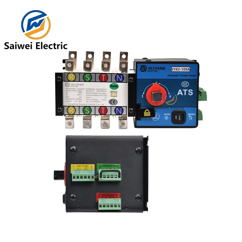 SYK1-400A 4P 630A 4P ATS Dual Power Automatic Transfer Switch 250A AC220V Input Voltage Diesel Generator Parts Control Board