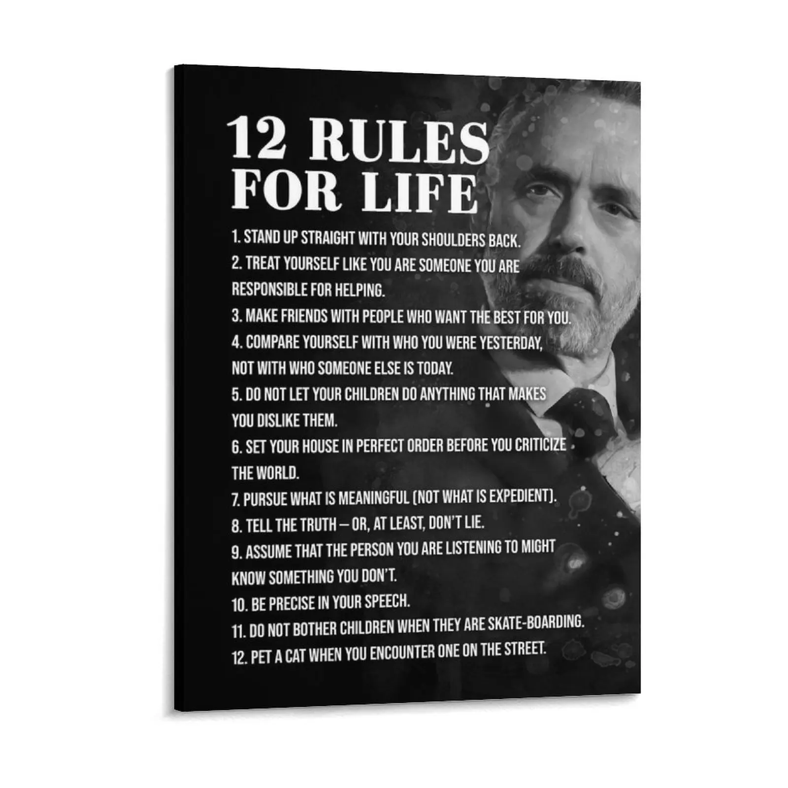 Jordan Peterson 12 Rules Canvas Painting Wall Mural Home Classic Wall Decor Framed Wall Painting