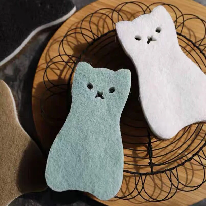 

4 Cute Cat Styling Sponge Wipe Kitchen Cleaning Cloth Wash Dishes Decontamination Foam Magic Wipe Kitchen Tools Practical