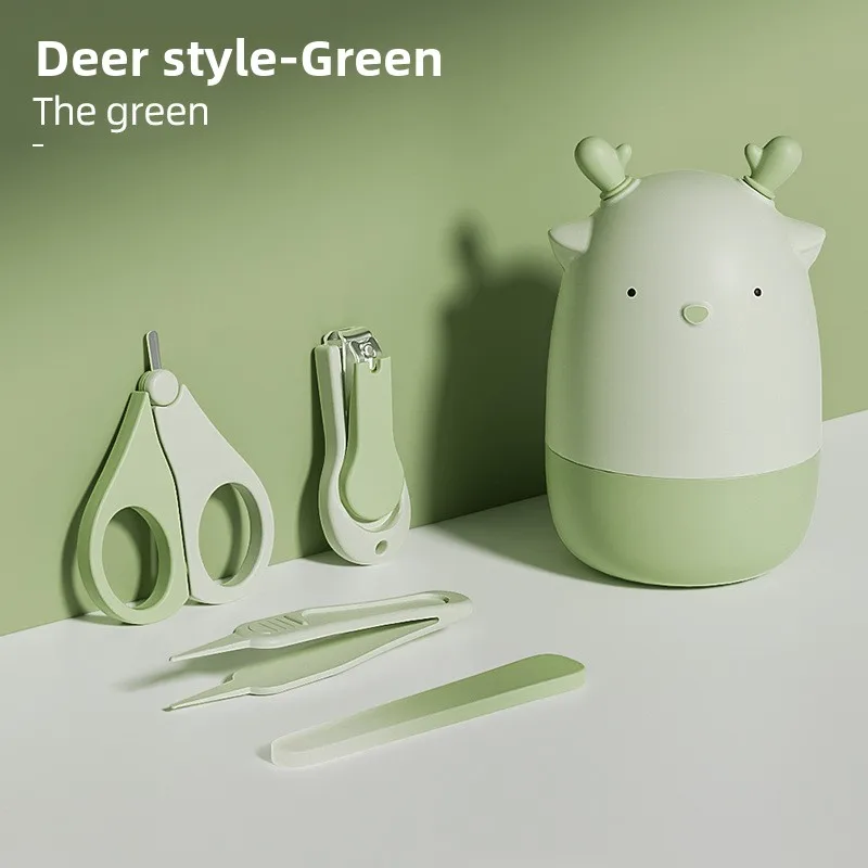 Conjunto de aparador de unhas para bebês 4 em 1, aço inoxidável + material de segurança ABS, kit de aliciamento para recém-nascidos, durável, anti-esmagamento de carne