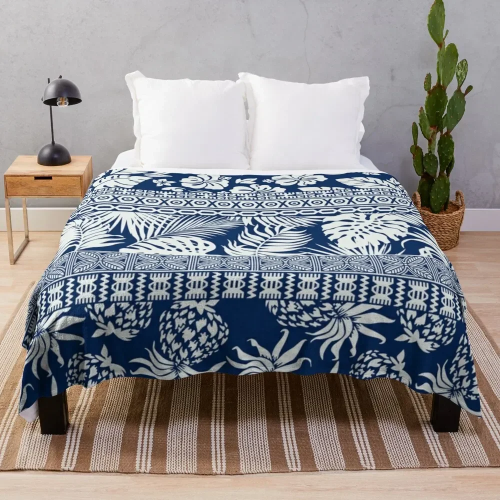 

Polynesian - Hawaiian Hibiscus Tribal blue Throw Blanket sofa bed christmas gifts For Baby Luxury Designer Blankets