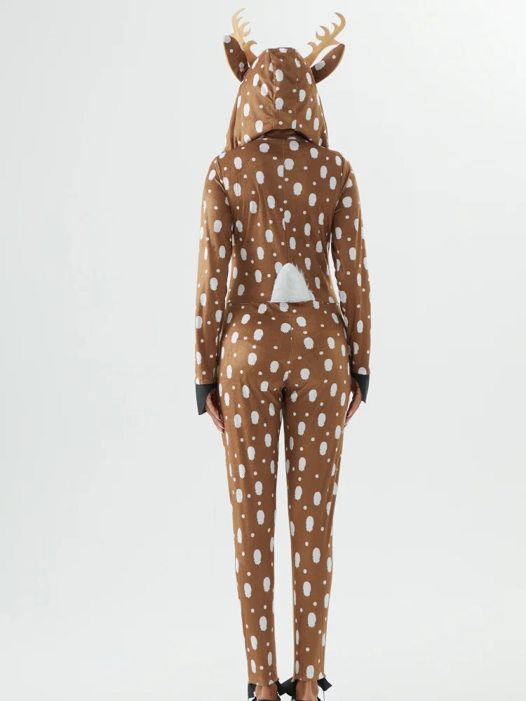 Conjunto completo de disfraz para adulto, traje de Cosplay de Reno encantador, ropa de actuación, trajes de fiesta de Carnaval, mono de Animal para pareja de mujeres