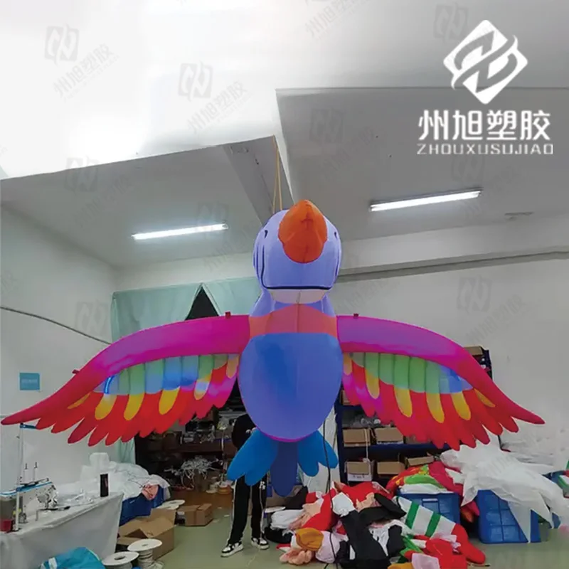 

Inflatable luminous parrot with white LED lights animal mascot performing advertising stage decoration