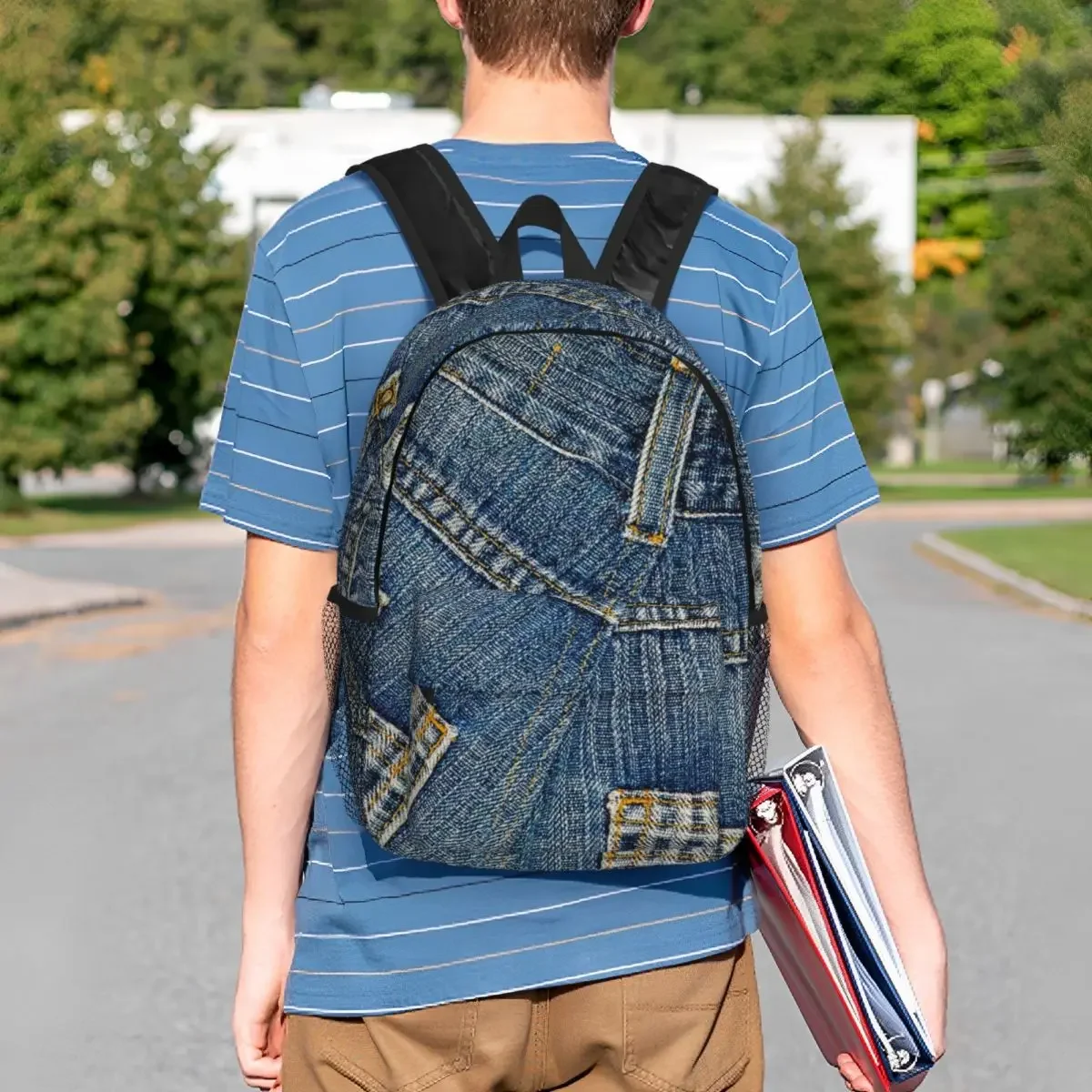 Derrière le pantalon I Love Bluejeans, sacs à dos en denim pour garçons et filles, cartable de dessin animé pour enfants, sacs d'école, sac à dos de voyage, sac initié