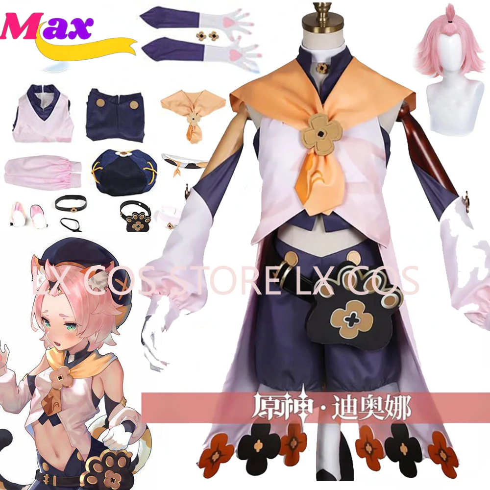 

Max In stock Game Genshin Impact Diona Cosplay Costume Wigs Anime Outfits Dress Halloween Carnival Uniforms For Women Girls