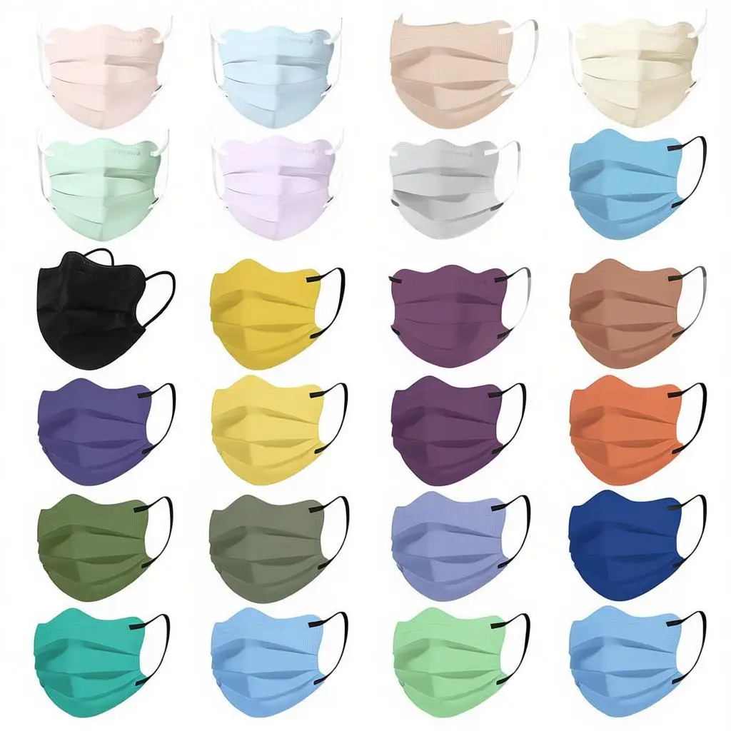 قناع وجه عصري على شكل فراشة معكرون مقاس كبير مموج وجيد التهوية أنيق مع حماية للعين على شكل حرف V لمحيط الوجه للنساء