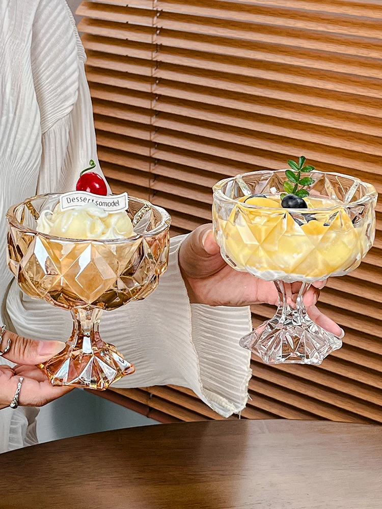 

Модная стеклянная чашка из нуля на высоком каблуке ForIceCr Sna Bowl Ins Йогурт Фруктовый пудинг Стеклянные чашкиVintageSle Koreaavor