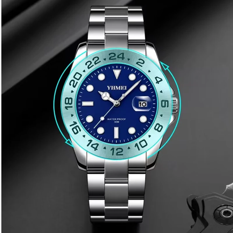 DUGARY Fashion quartz watch waterproof luminous for men brand 44mm personality Business Wristwatches calendar Relogio Masculino