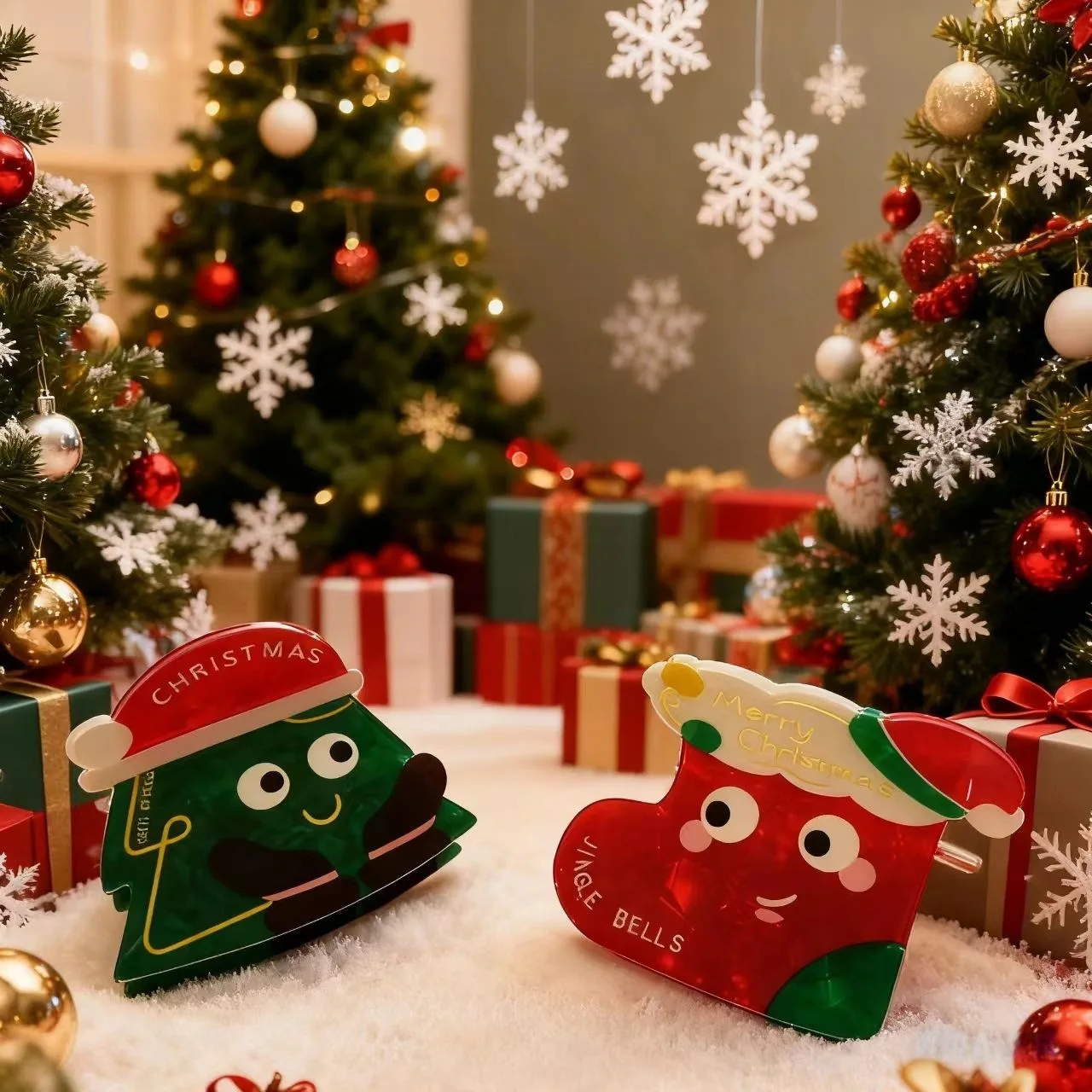 

2024 НОВЫЙ фэнтезийный рождественский акриловый коготь для волос, рождественская шапка, заколки для волос, зимние заколки для волос для женщин и девочек, аксессуары для волос