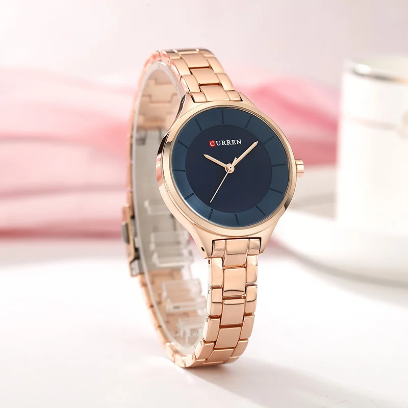 Curren 9015 Business Quartz Watch for Ladies, Waterproof Stainless Steel Strap Casual Wristwatch