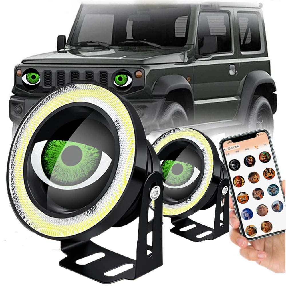2PCS  12V LED Fog Light Angel Eye Fog Lights Led Dynamic Decorative Lights Devil Eyes Light for Waterproof  Car Front Window  ﻿