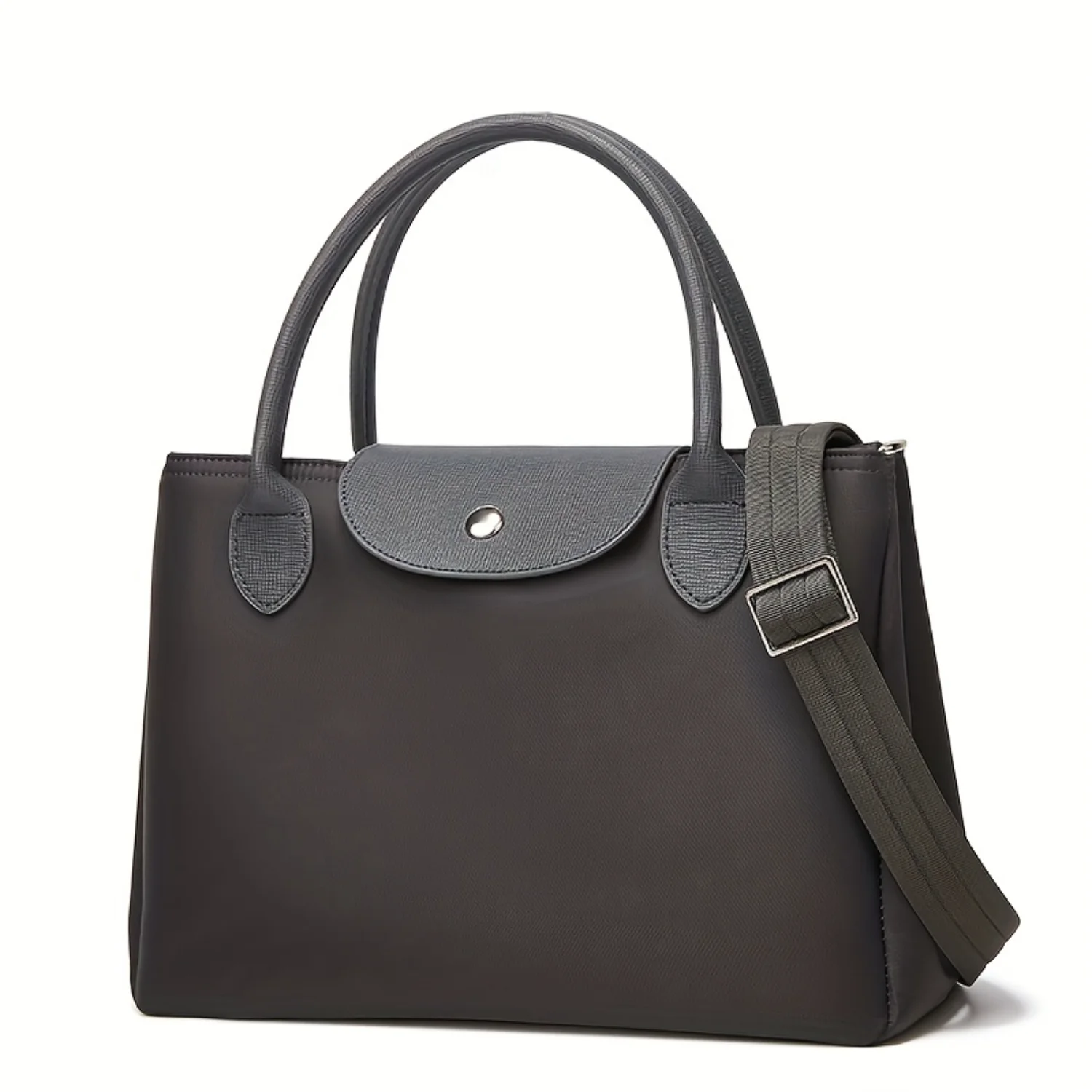 Stylish Tote Bag - Spacious Multi-layer Design with Durable Nylon Leather - Trendy Solid Color for Everyday Use