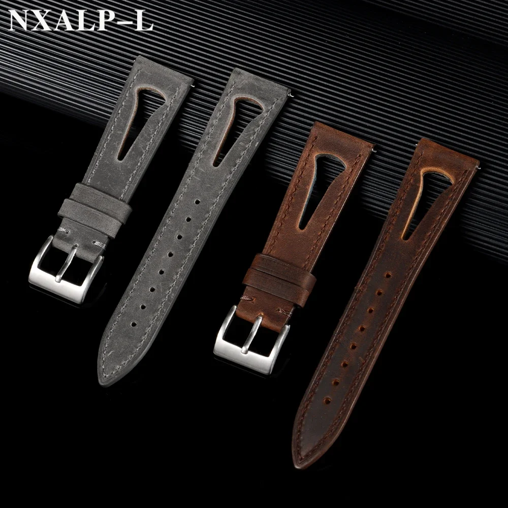جلد البقر حزام (استيك) ساعة 20 مللي متر 21 مللي متر 22 مللي متر 24 مللي متر خمر براون تنفس حزام جلد طبيعي لأوميغا ل Seiko Smartwatch معصمه