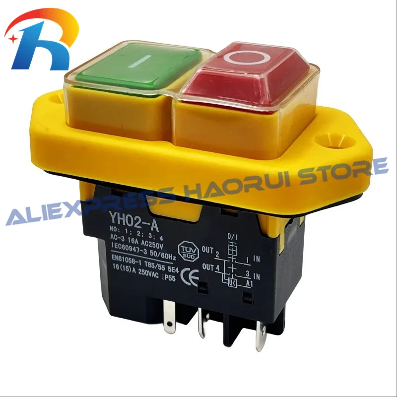 WM210V KLD lathe button electromagnetic switch YH02-A 16A AC250V 4-pin/5-pin replacement  DKLD KJD17B waterproof magnetic switch