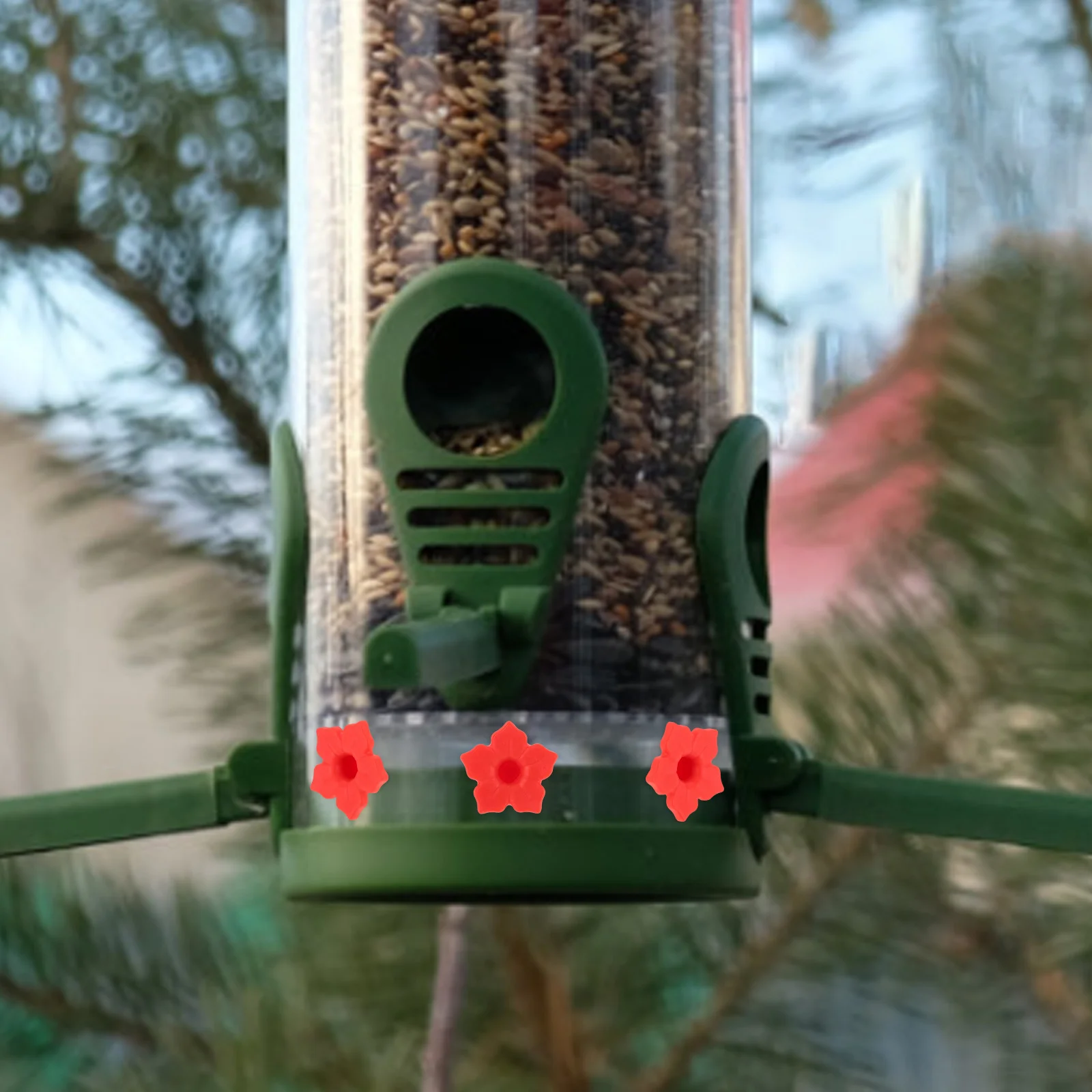 

10Pcs Plastic Bright Flower Replacement for Hummingbird Feeder Outdoor Bird Feeding Tool Durable Garden Decoration